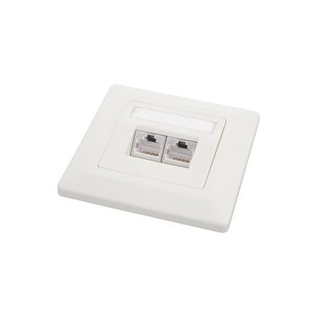 Solarix - zásuvka 2x RJ45, STP, Cat 6, pod omítku, bílá