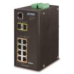 Planet IGS-10020PT průmyslový L3 switch, 8x1Gb, 2x2.5Gb SFP, 8x PoE 802.3at 240W, 48-54VDC, -40~75°C, IP30