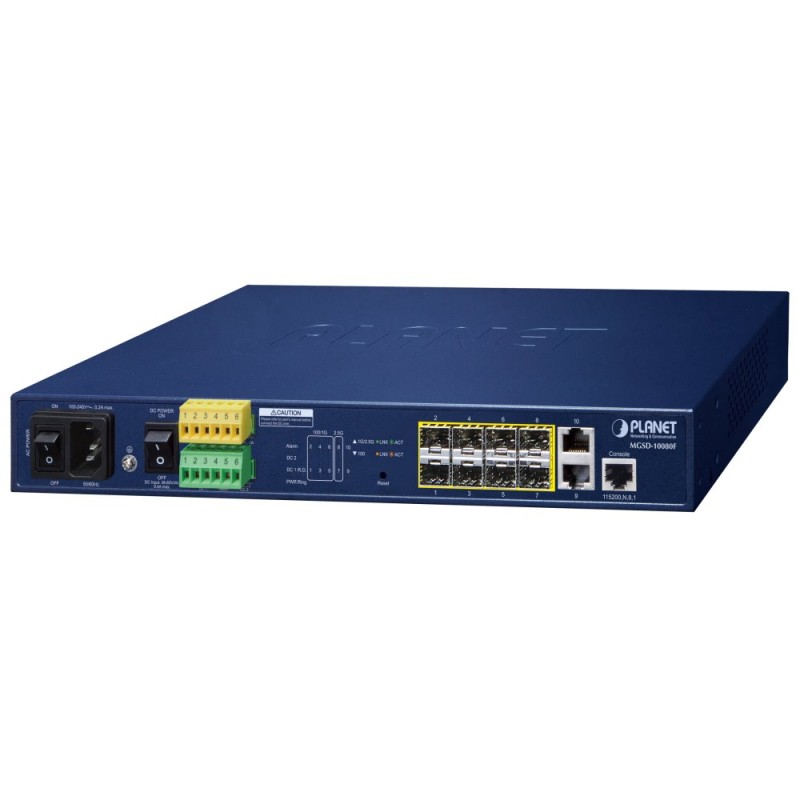 Planet MGSD-10080F Metro switch 8x SFP(DDM) 100/1000Base-X, 2x 1000Base-T, AC+DC, DI/O, SNMPv3, IGMPv3,IPv6