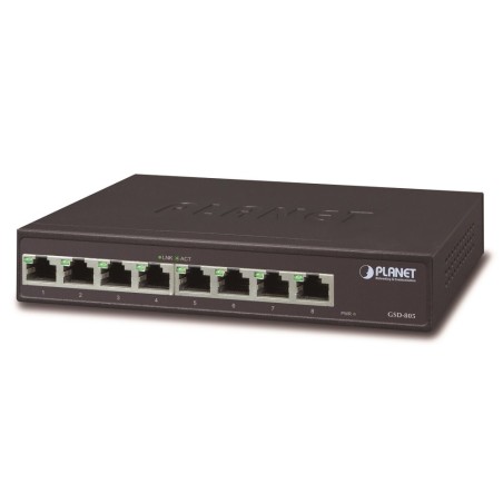 Planet switch GSD-805 10/100/1000 (8x1000BASE-T), interní napájení, kov
