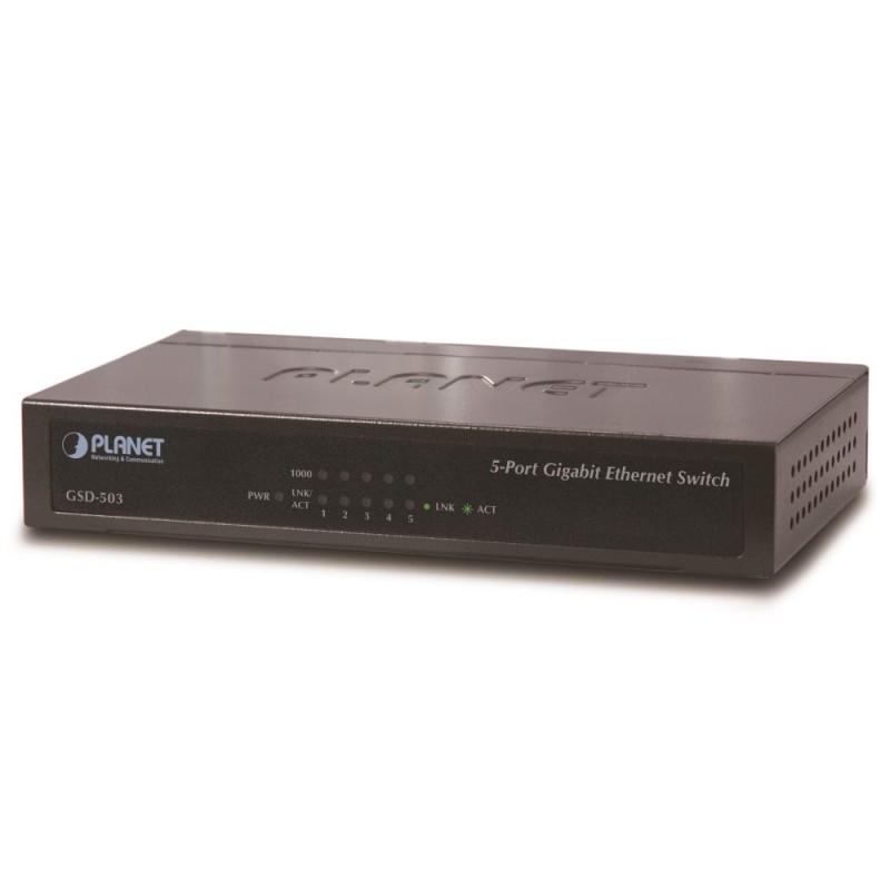 Planet GSD-503 Switch 5x10/100/1000BASE-T, EUP, 802.3AZ, kov