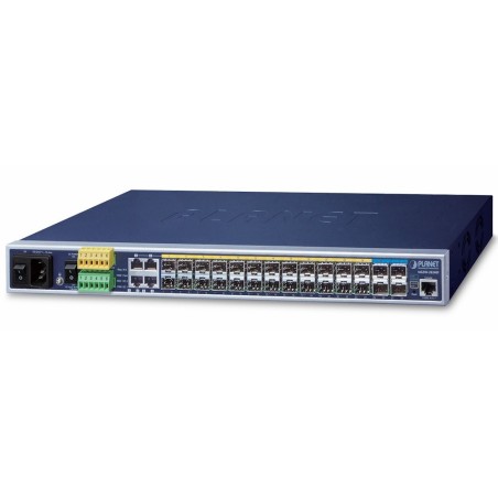 Planet MGSW-28240F Metro switch 24x SFP(DDM), 4x SFP+, 4x TP, AC+DC, DI/O, Web/SNMPv3, IGMPv3, IPv6
