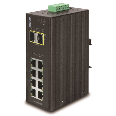 Planet IGS-10020MT průmyslový L3 switch, 8x1Gb, 2x2.5Gb SFP, dual 12-48V DC, -40~75°C, IP30
