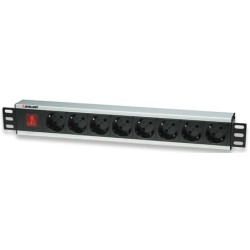 Intellinet 19" Rackmount 8-Way Power Strip - German Type, rozvodný panel, 8x DE zásuvka, 3m kabel