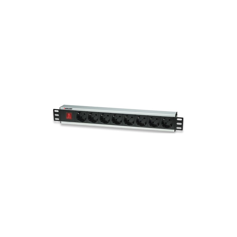 Intellinet 19" Rackmount 8-Way Power Strip - German Type, rozvodný panel, 8x DE zásuvka, 3m kabel