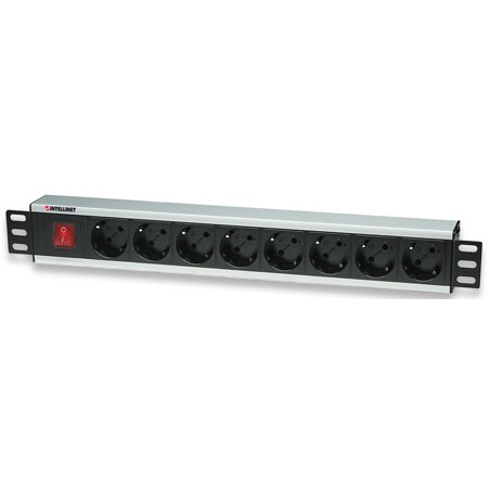 Intellinet 19" Rackmount 8-Way Power Strip - German Type, rozvodný panel, 8x DE zásuvka, 3m kabel