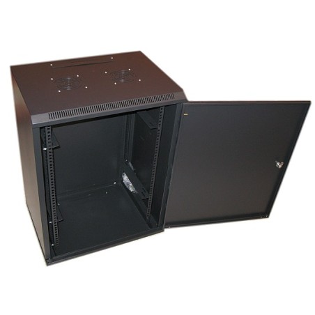 XtendLan 19" nástěnný rozvaděč 15U 600x450, nosnost 60kg, plné dveře, svařený, proti vykradení,černý