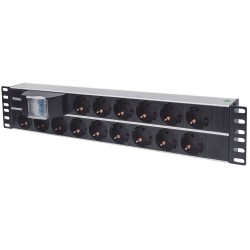 Intellinet 19" 2U Rackmount 15-Way Power Strip - German Type, rozvodný panel, 15x DE zásuvka, 3m kabel