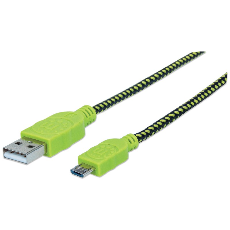 Kabel Manhattan Micro USB 2.0 A-MA/Micro B-MA 1,8 m opletený black/green