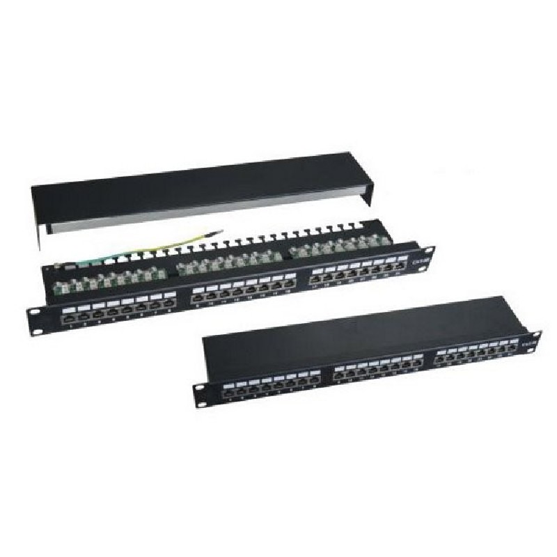 19" Patch panel XtendLan 24port, STP, Cat6, 30µm, duální svorkovnice, šedý