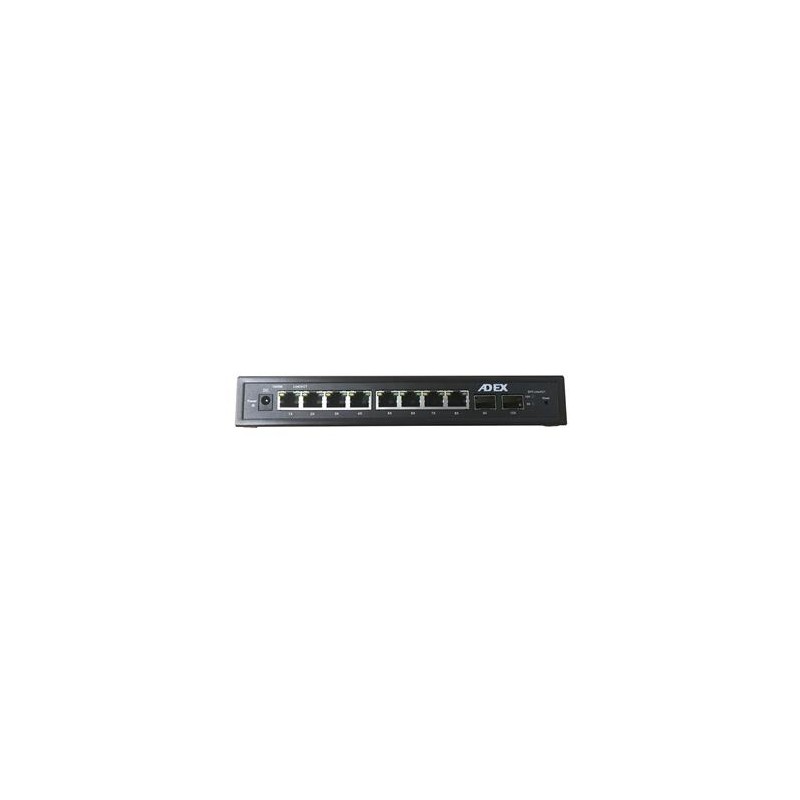ADEX AD1000-8GPD-2FM reversní poe managed switch, 8x Gbit port,2x SFP, metal