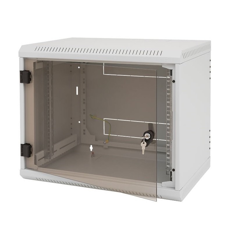 Triton 19' rozvaděč jednodílný 9U/500mm vylamovací otvor pro ventilátor RAL7035