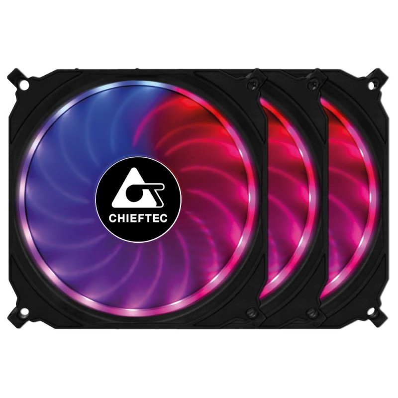 CHIEFTEC sada ventilátorů Tornado / 3x 120mm fan / RGB LED / RGB ovladač / Dálkové ovládání / ultratichý 16 dBa
