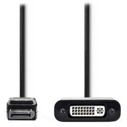 Nedis CCGP37250BK02 - DisplayPort – DVI Kabel | DisplayPort Zástrčka - DVI-D 24+1-Pin Zásuvka | 0,2 m | Černá barva