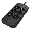COLORWAY Prodlužovací napájecí přívod/ 6x Schuko/ 4x USB 5V / kabel 2m