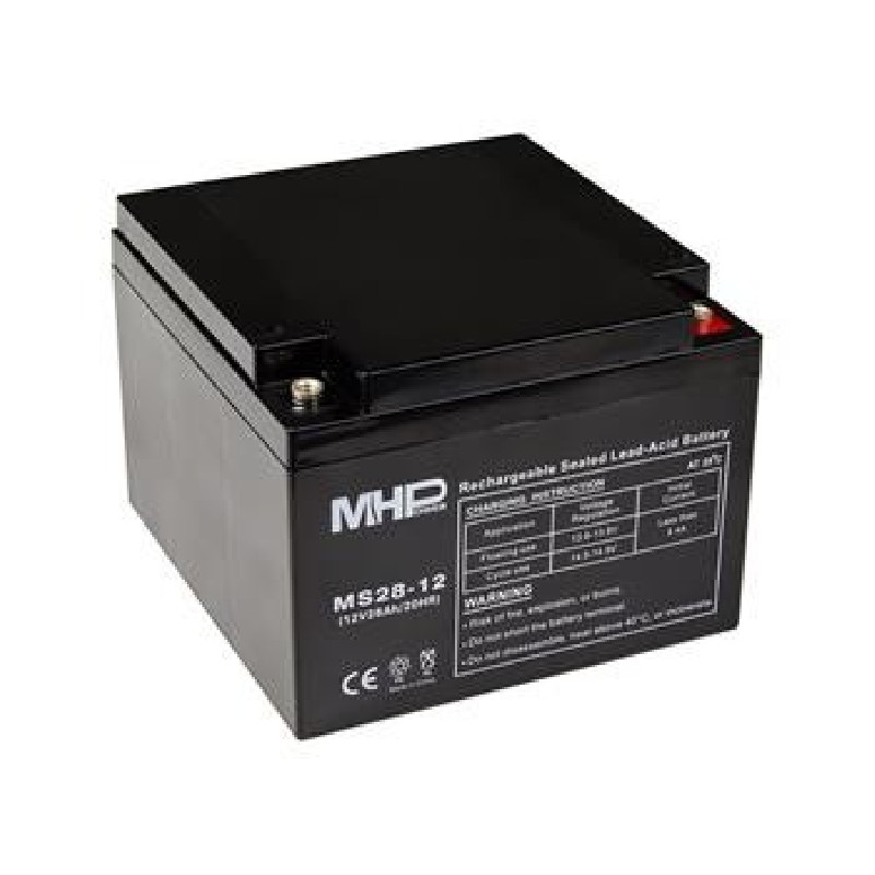 MHPower MS28-12 olověný akumulátor AGM 12V/28Ah, Terminál T1 - M6