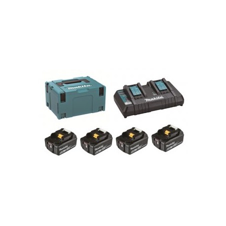 Makita sada Li-ion LXT 18V 4xBL1860B + dvojnabíječka DC18RD + Makpac