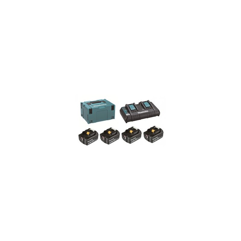 Makita sada Li-ion LXT 18V 4xBL1850B + dvojnabíjecka DC18RD + Makpac