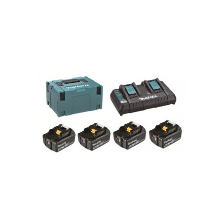 Makita sada Li-ion LXT 18V 4xBL1850B + dvojnabíjecka DC18RD + Makpac