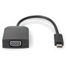 NEDIS kabelový adaptér USB 3.2 Gen 1/ USB-C zástrčka - VGA (D-SUB) zásuvka/ kulatý/ černý/ 20cm