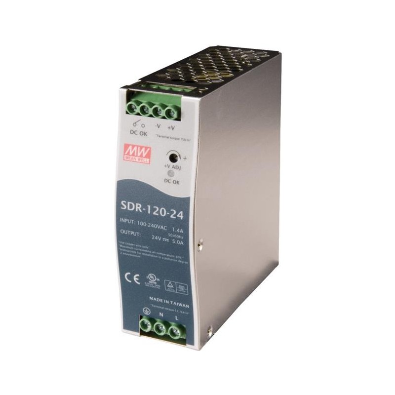 MEAN WELL SDR-120-24 Spínaný zdroj na DIN lištu, 120W, 24V