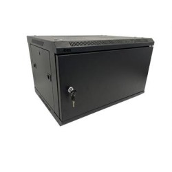ADEX rozvaděč 6U 450mm černý, nástěnný, kovové dveře, rozložený