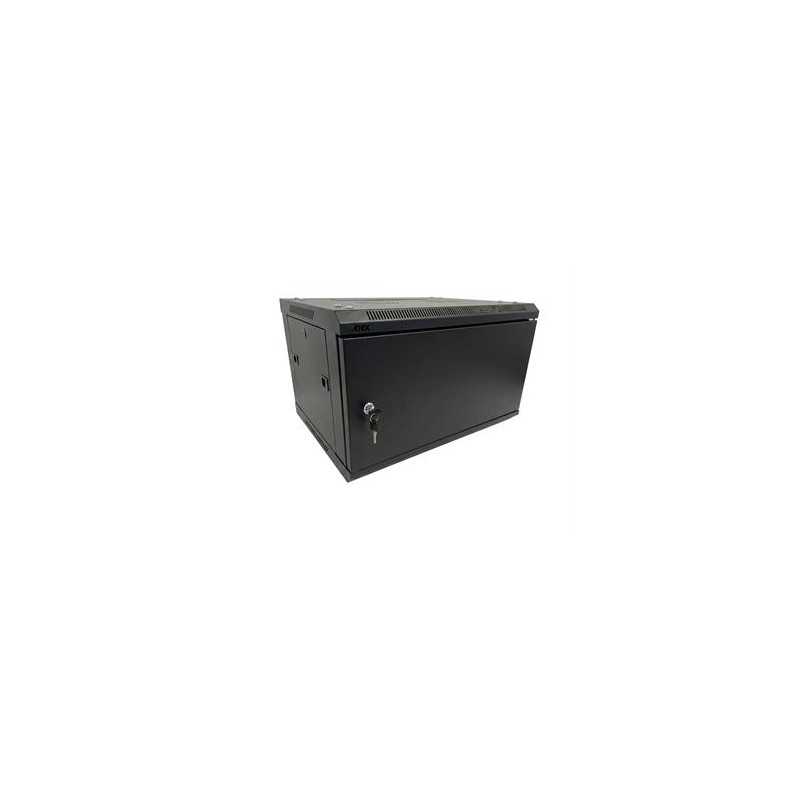 ADEX rozvaděč 6U 450mm černý, nástěnný, kovové dveře, rozložený