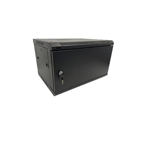ADEX rozvaděč 6U 450mm černý, nástěnný, kovové dveře, rozložený