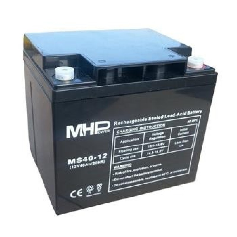MHPower MS40-12 olověný akumulátor AGM 12V/40Ah, Terminál T1 - M6