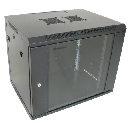 XtendLan 9U/600x600, na zeď, jednodílný, skleněné dveře WS9U66BLACKP