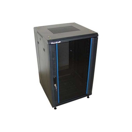 XtendLan 18U/600x800 stojanový, černý, skleněné dveře, perforovaná záda
