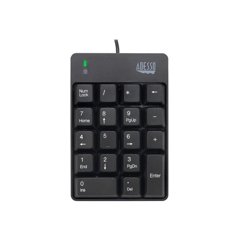 Adesso AKB-601UB/ drátová numerická klávesnice/ odolná proti polití tekutinou/ USB/ černá