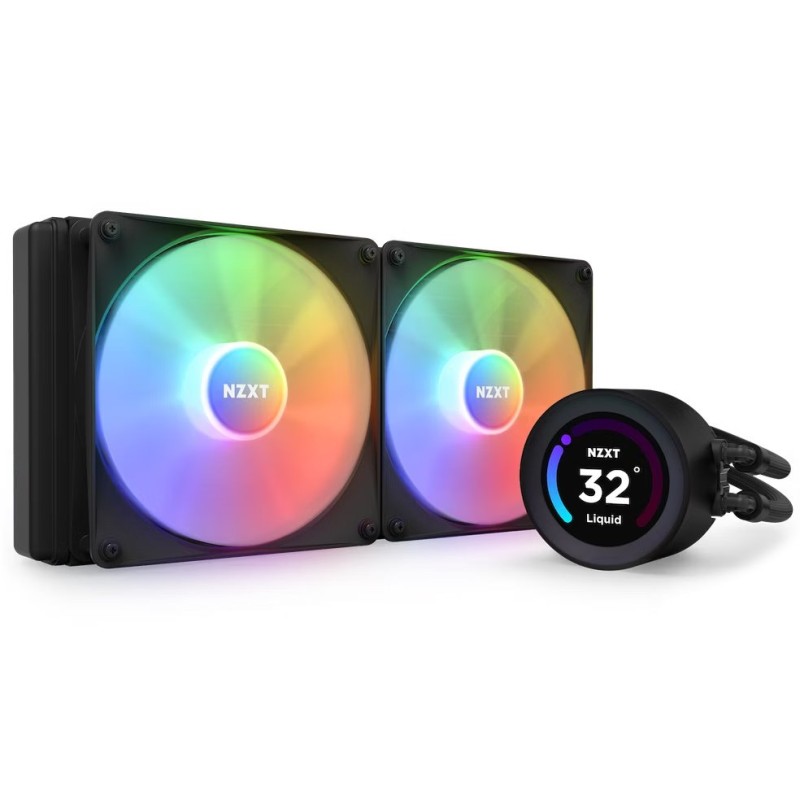 NZXT vodní chladič Kraken 280 ELITE RGB / 2x140mm RGB fan / 4-pin PWM / LCD disp. / 6 let RLKR28EB1