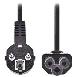 Nedis CEGL10100BK20 - Napájecí Kabel | Typ F Zástrčka | IEC-320-C5 | Úhlový | Přímý | 2 m | Černá