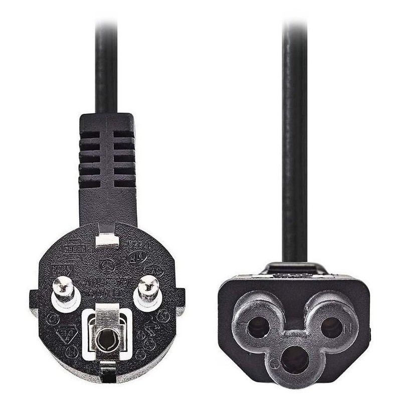 Nedis CEGL10100BK20 - Napájecí Kabel | Typ F Zástrčka | IEC-320-C5 | Úhlový | Přímý | 2 m | Černá