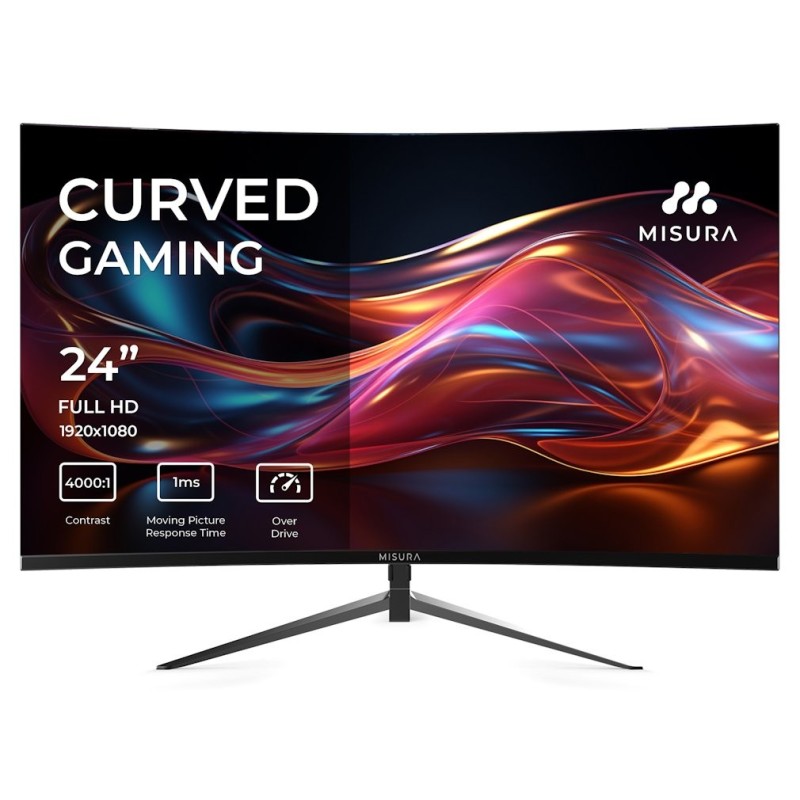 MISURA 24" LED P23MM24DFA01/ prohnutý/ VA/ 1920x1080 (FHD)/ 4000:1/ 1ms/ 300 cd/m2/ HDMI/ DP/ REPRO/ VESA 75x75/ černý