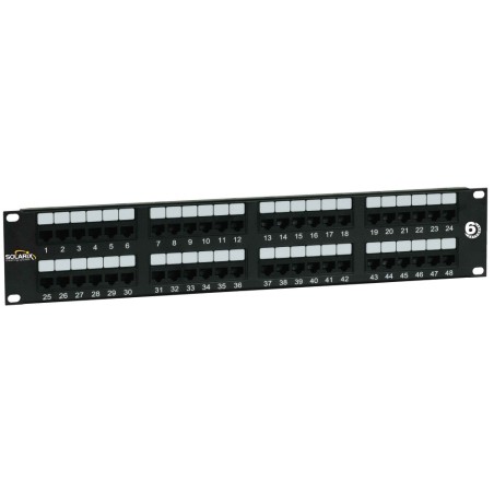 19" patch panel Solarix 48 x RJ45 CAT6 UTP 350 MHz černý 2U SX48-6-UTP-BK
