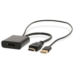 NEDIS adaptérový kabel HDMI - DisplayPort/ zástrčka HDMI - zásuvka DisplayPort/ USB napájení/ 20cm/ box/ černý