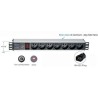 19" rozvodný panel 1,5U ,7x220V, koncovka IEC C19,16A