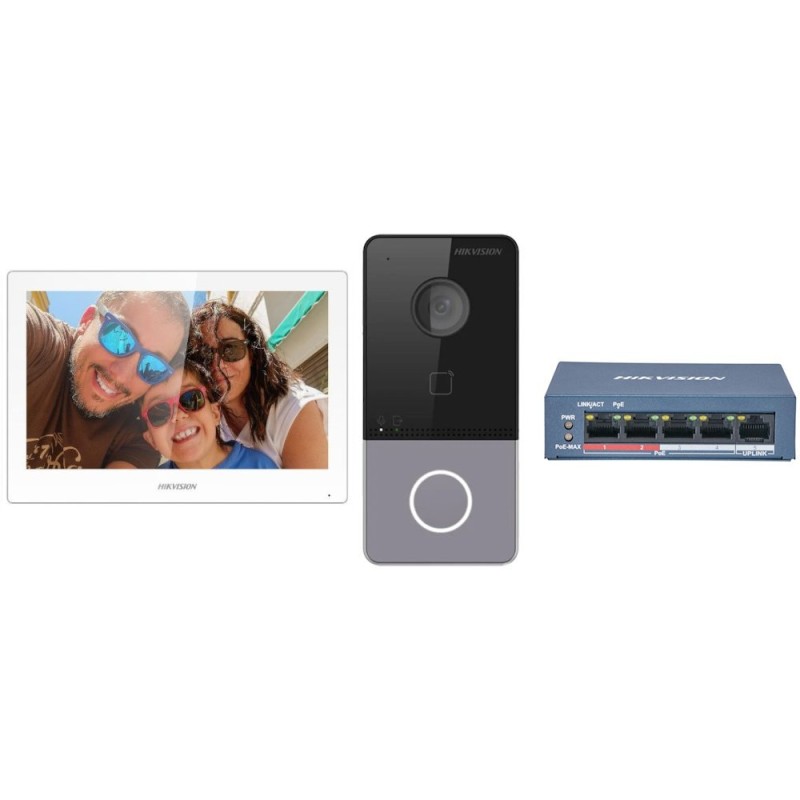 KIT IP videotelefonu, dverní stanice + bytový monitor + switch