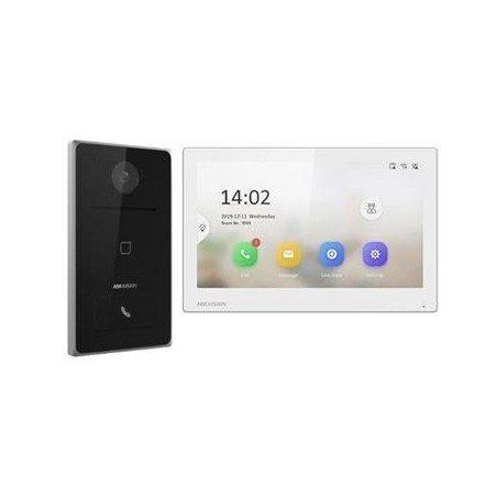 Hikvision KIT IP videotelefonu, dveřní stanice + bytový monitor, 2x zdroj, MicroSD karta DSKIS608P