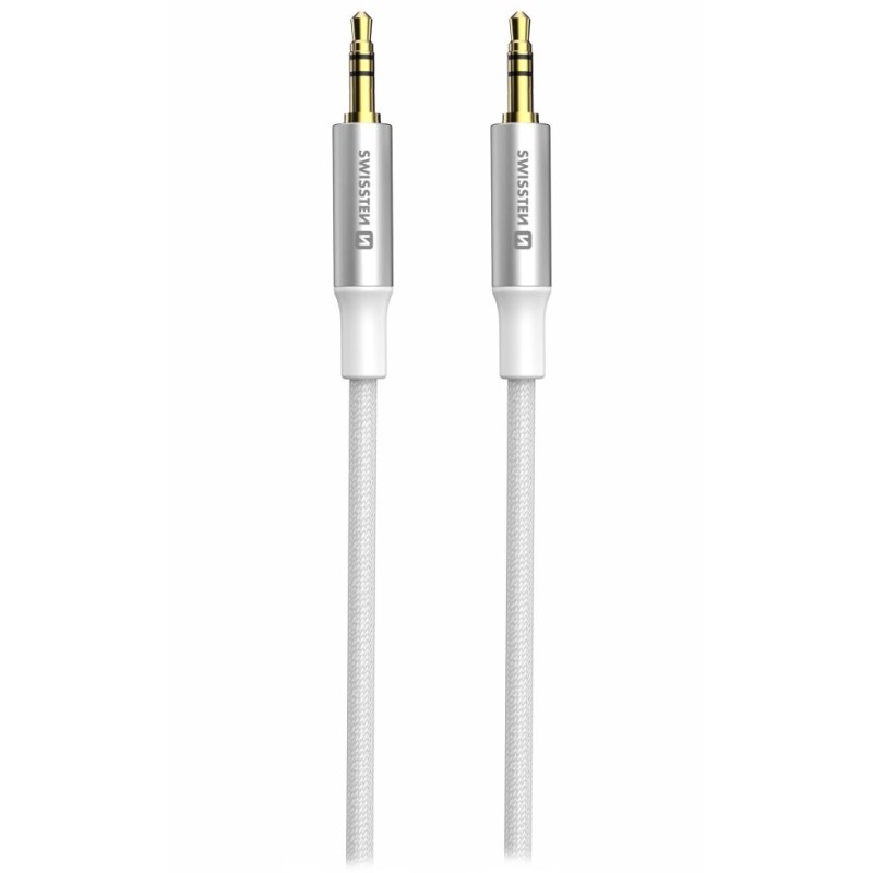 SWISSTEN AUDIO KABEL TEXTILE JACK (samec) / JACK (samec) 1,5 M BÍLÝ
