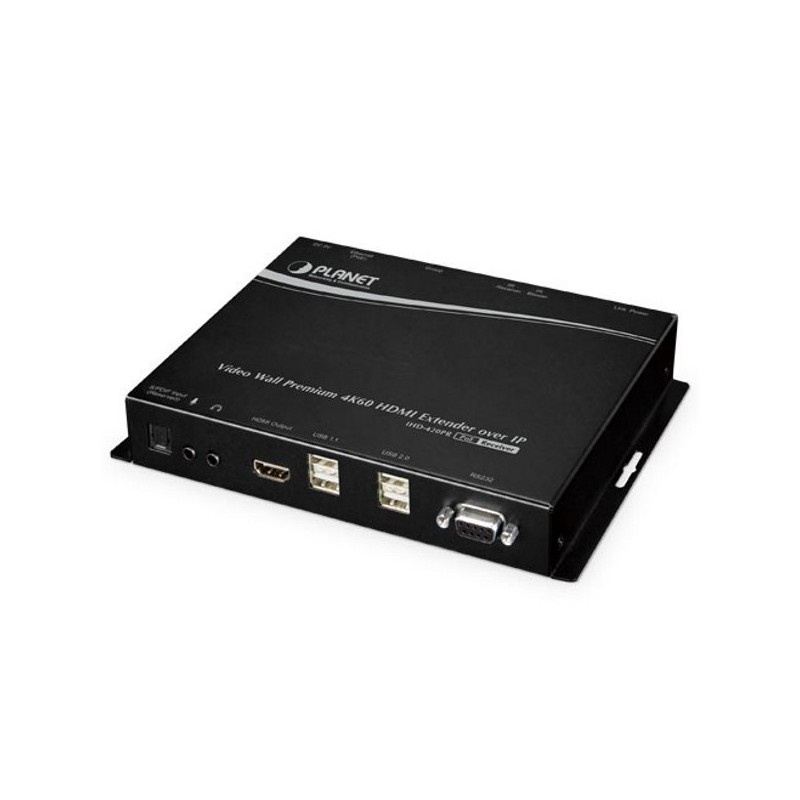 Planet IHD-420PR, HDMI a USB video reciever/ video wall, 4K/60, přijímač, multicast, IR, RS-232, napájení PoE