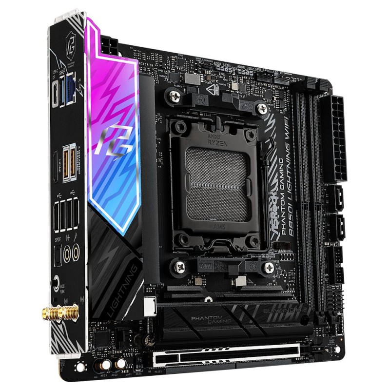 ASRock B850I Lightning WiFi / AMD B850 / AM5 / 2x DDR5 DIMM / 2x M.2 / HDMI / USB-C / WiFi / Mini-ITX