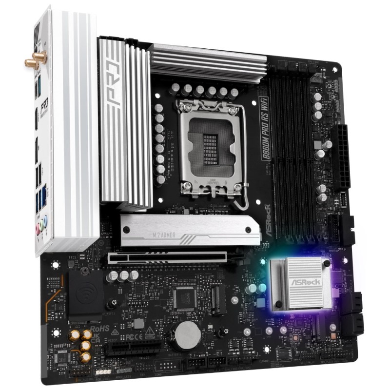 ASRock B860M Pro RS WiFi / Intel B860 / LGA1851 / 4x DDR5 / 3x M.2 / HDMI / DP / USB-C / WiFi / mATX