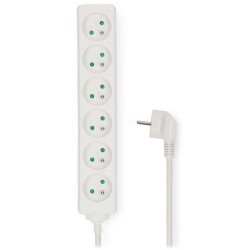 NEDIS napájecí prodlužovací zásuvka/ úhlová/ 6x zásuvka/ bílá/ 1,5m