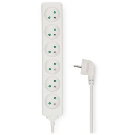 NEDIS napájecí prodlužovací zásuvka/ úhlová/ 6x zásuvka/ bílá/ 1,5m