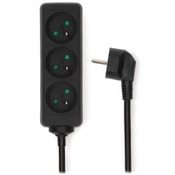 NEDIS napájecí prodlužovací zásuvka/ úhlová/ 3x zásuvka/ černá/ 1,5m