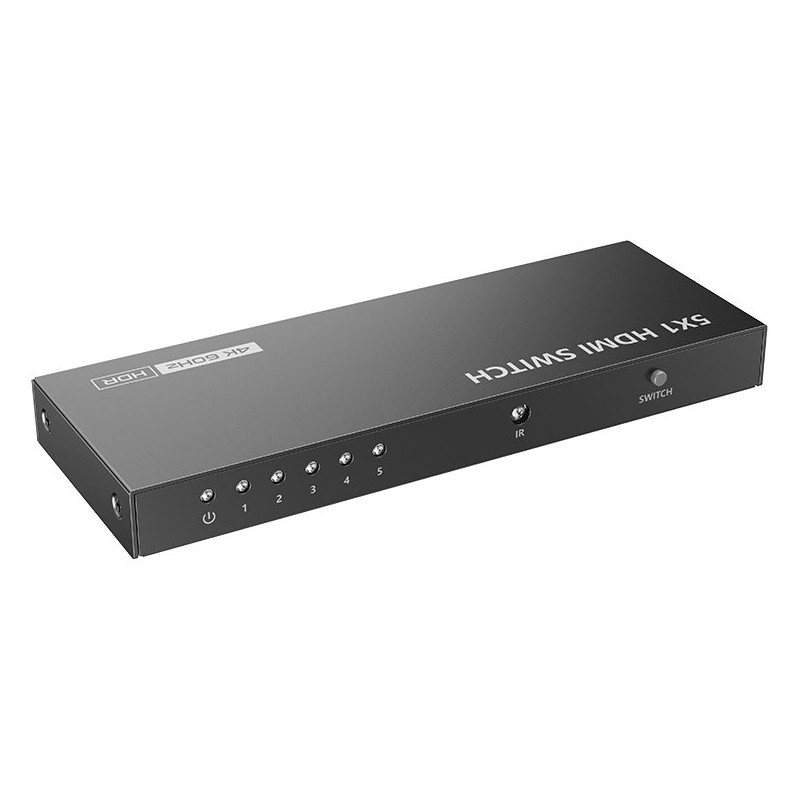 XtendLan HDMI prepínac, 5 vstupy / 1 výstup, do 4k@60Hz (2160p), dálkové ovládání (IR)