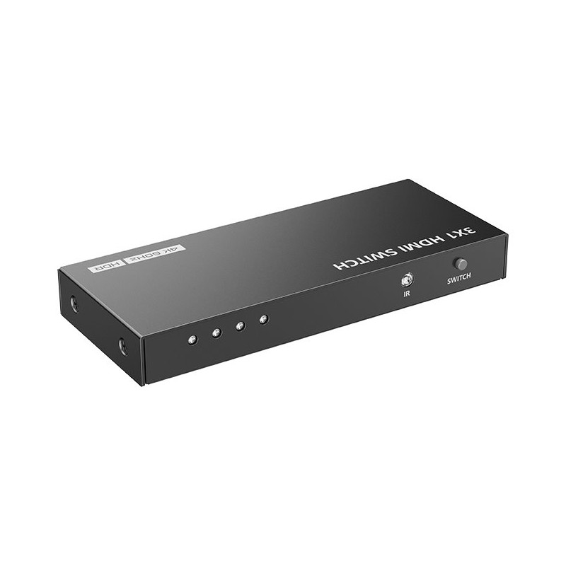 XtendLan HDMI prepínac, 3 vstupy / 1 výstup, do 4k@60Hz (2160p), dálkové ovládání (IR)